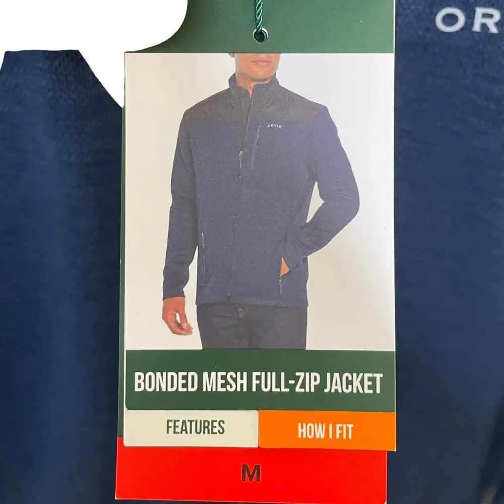 NWT Orvis Men's Bonded Mesh Full-Zip Jacket In Dark Blue Fleece Size Medium
